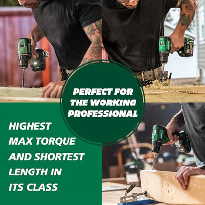 Metabo HPT 18V MultiVolt™ Cordless Driver Drill Kit | 620 in-lbs of Torque | Compact | Reactive Force Control | 22 + 1 Clutch Settings | LED Light | Belt Hook | Lifetime Tool Warranty | DS18D - WoodArtSupply