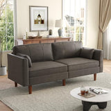 ONBRILL 71" Futon Sofa Bed,Convertible Sleeper Couch with Adjustable Backrest, Folding Loveseat for Apartment, Living Room, Office, Faux Leather,Brown ONBRILL