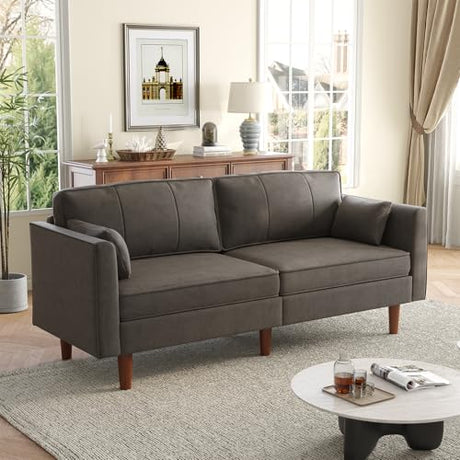 ONBRILL 71" Futon Sofa Bed,Convertible Sleeper Couch with Adjustable Backrest, Folding Loveseat for Apartment, Living Room, Office, Faux Leather,Brown ONBRILL