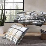 Eddie Bauer - Twin Comforter Set, Reversible Plaid Bedding with Matching Sham, Oeko-Tex Certified, Dorm Essentials (Normandy Grey) Eddie Bauer