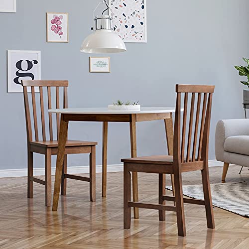 Giantex Wood Dining Chair Set of 4, Farmhouse Wooden Dining Side Chair with High Slat Back, Rubber Wood Legs, Armless Kitchen Chairs, Wood Dining Room Chairs - WoodArtSupply