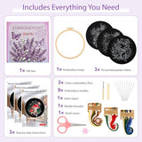Uniartfy 3 Sets Embroidery Kit for Adults Beginners, Needlepoint Kits Cross Stitch, Hand Embroidery Starter Kit with Mushroom Stamped Patterns, Hoop, Tools, Colorful Threads with Needles, Instructions