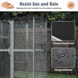 COZIWOW Large Wood Cat Catio, Outdoor Enclosure with Weatherproof Roof, 2 Resting Rooms, 2 Platforms, 4-Tier Cat Playpen (Grey with Pattern) COZIWOW