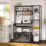 UPOSOJA 47.2in Grey Bakers Rack with Power Outlet and Ample Storage Solutions UPOSOJA