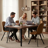 Homy Casa 5-Piece Conference Table Set with Swivel Office Chairs, Mid-Century Modern Meeting Table & Upholstered Seats, Collaborative Workstation for Office, Studio, or Small Team Spaces, Brown Homy Casa
