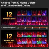 ORALNER 42” Smart WiFi App Controlled Electric Fireplace, Ultra Thin Linear Recessed & Wall Mounted Fireplace Heater with Adjustable Flame Color & Speed, Remote, 12 H Timer (42 INCHES) ORALNER
