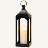 Modern Farmhouse Lantern Decor, Black Metal Decorative Hanging Candle Lanterns Ideal for Home Decor, Parties & Events, 15.1" High (No Glass Panel) SUJUN