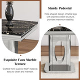 ModaWhly 47 Inch Console Table with Black Rectangular Faux Marble Top, Modern Sofa Entryway Table with Silver Stainless Steel Base for Living Room, Hallway, Entrance ModaWhly