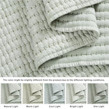WDCOZY Sage Green Pick Stitch Twin Size Quilt Set, Striped Lightweight Soft Summer Spring Bedspread, Bamboo Linen Like Textured Coverlet, Chambray Farmhouse Country Rustic Thin Bedding Comforter WDCOZY