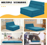 jela Foldable Sofa Bed, Convertible Sleeper Lounge Chair Floor Mattress Floor Couch with Backrest, Fold Out Futon with Washable Miss Fabric Cover for Guest Room, Living Room (83"x33",Teal) jela