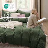 Bedsure Olive Green Duvet Cover King Size - 3 Pieces Prewashed Cotton-Like Polyester Extra Soft Bedding Set, Includes 1 Duvet Cover 104x90 Inches with Zipper Closure & 2 Pillow Shams, No Comforter Bedsure