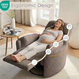 Chizzyseat Nursery Rocking Chairs Comfy High Back 360 Swivel Rocker Recliner with 2 Pillows Glider Recliner Nursery Chair for Adults Small Spaces Nursing Bedroom Living Room Brown