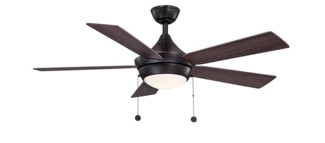 Fanimation Studio Collection AireDrop Pull Chain 48 inch Indoor Ceiling Fan with LED Light Kit - Aged Bronze with Reversible Dark Walnut/Cherry Blades LAOSEP