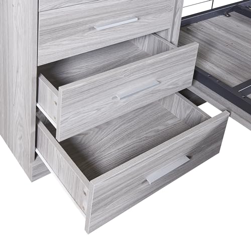 Merax Full Size Murphy Bed with Storage Shelves and Drawers, Full Size Murphy Bed Cabinet, Wood Wall Hidden Beds for Teens or Adults, No Box Spring Needed, Gray Merax