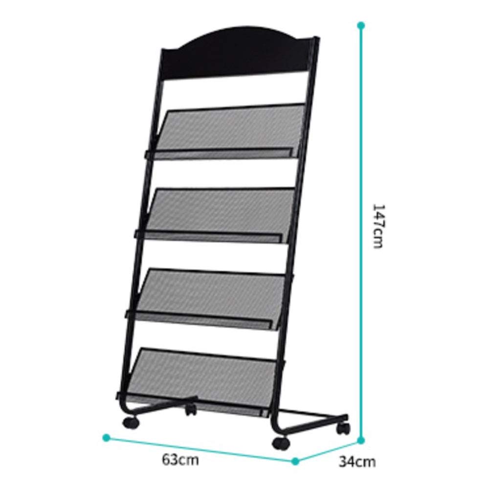 GENMO Floor-Standing Magazine Rack - Display & Store Newspapers, Magazines & Books - Simple Iron (Black) GENMO