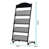GENMO Floor-Standing Magazine Rack - Display & Store Newspapers, Magazines & Books - Simple Iron (Black) GENMO