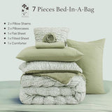 BLOOMHAVEN Full Size Comforter Sets-7 Pieces Puff Sage Green Floral Bedding Set for All Seasons, Shabby Chic Farmhouse Bed in a Bag Full with Floral Comforter, Sheets, Pillowcases & Shams BLOOMHAVEN