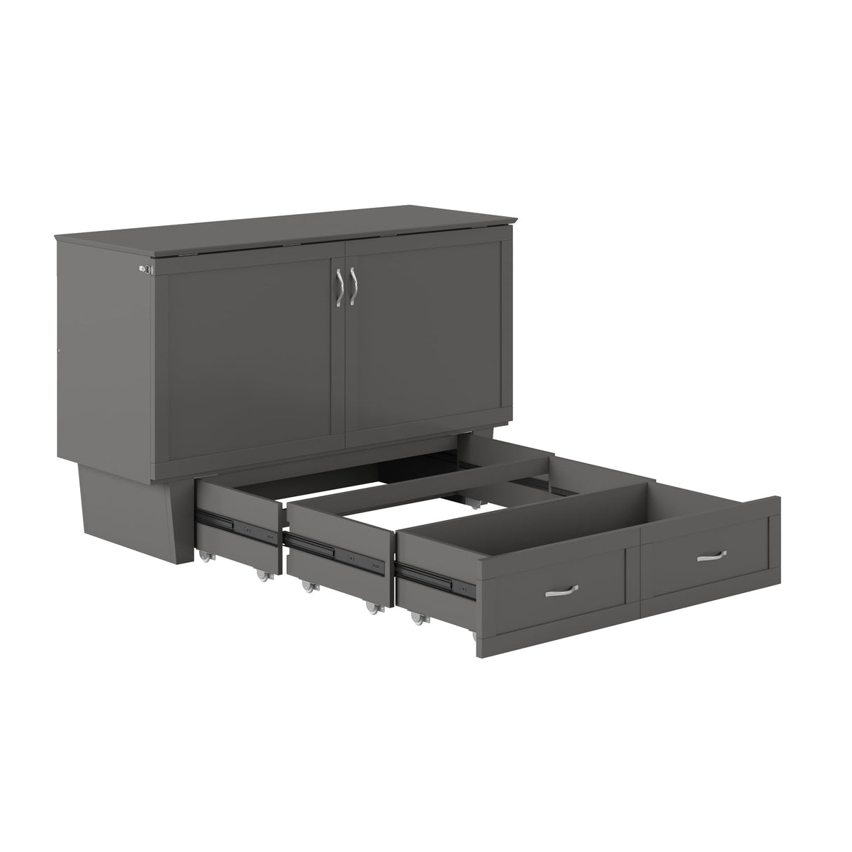 AFI, Monroe Queen Murphy Bed Chest with 6" Mattress, Storage Drawer & Built-in USB Charger, Grey AFI