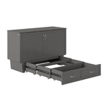 AFI, Monroe Queen Murphy Bed Chest with 6" Mattress, Storage Drawer & Built-in USB Charger, Grey AFI