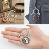 Dog Hair Keepsake Keychain – Dog Fur Locket, Stainless Steel Pet Fur Memorial Keychain with Heart & Bone Charms, Sympathy Gift for Dog Lovers