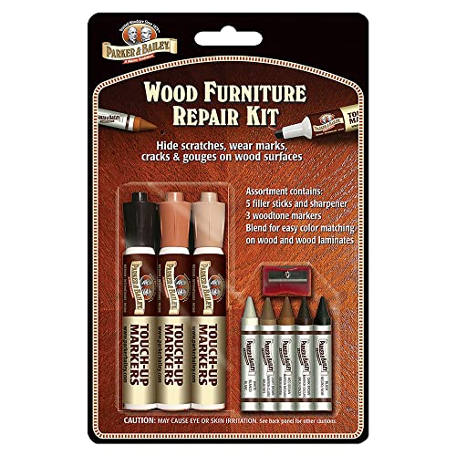 Parker & Bailey Wood Repair Kit - Furniture Markers Touch Up Furniture Scratch Repair Markers Wood Floor Scratch Remover Wood Marker Wood Stain Parker & Bailey