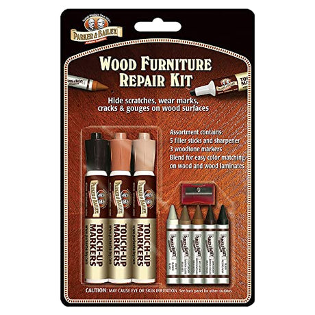 Parker & Bailey Wood Repair Kit - Furniture Markers Touch Up Furniture Scratch Repair Markers Wood Floor Scratch Remover Wood Marker Wood Stain Parker & Bailey