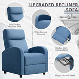 JUMMICO Recliner Chair Adjustable Home Theater Single Recliner Sofa Furniture with Thick Seat Cushion and Backrest Modern Living Room Recliners (Fabric, Light Blue)