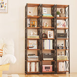 IBUYKE 6-Tier Tall Narrow Corner Bookcase for Small Space Storage in Rustic Brown IBUYKE