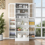 Jehiatek 64” Kitchen Pantry Storage Cabinet, Tall Kitchen Pantry Cabinets with Doors and Shelves, Food Pantry Cabinet Buffet Cupboards for Bedroom Jehiatek