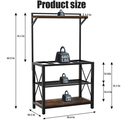 40-50 Gallon Fish Tank Stand, 36.6" x 18.5" Metal Aquarium Stand with Plant Shelf, 4-Shelf Fish Tank Stand for Fish Tank Accessories Storage fits Aquarium,Turtle Tank, or Reptile Terrariums, Tank not Included