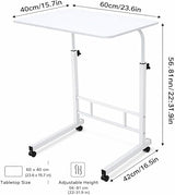 Zanbeel Mobile Standing Desk Adjustable Height for Laptop – Small Rolling Desk & Portable Table on Wheels – Small Standing Table with Wheels for Home Office (White) Zanbeel
