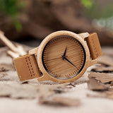 BOBO BIRD Men's Bamboo Wooden Watch with Brown Cowhide Leather Strap Japanese Quartz Movement Sports Casual Watches Gift with Box BOBO BIRD