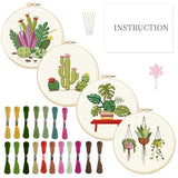 INFUNLY 4 Pack Tropical Plants Embroidery Kit for Beginners Adults Cactus Embroidery Starter Kit Punch Needle Embroidery Kits Palm Leaf Cross Stitch Kits with Patterns Instructions for DIY