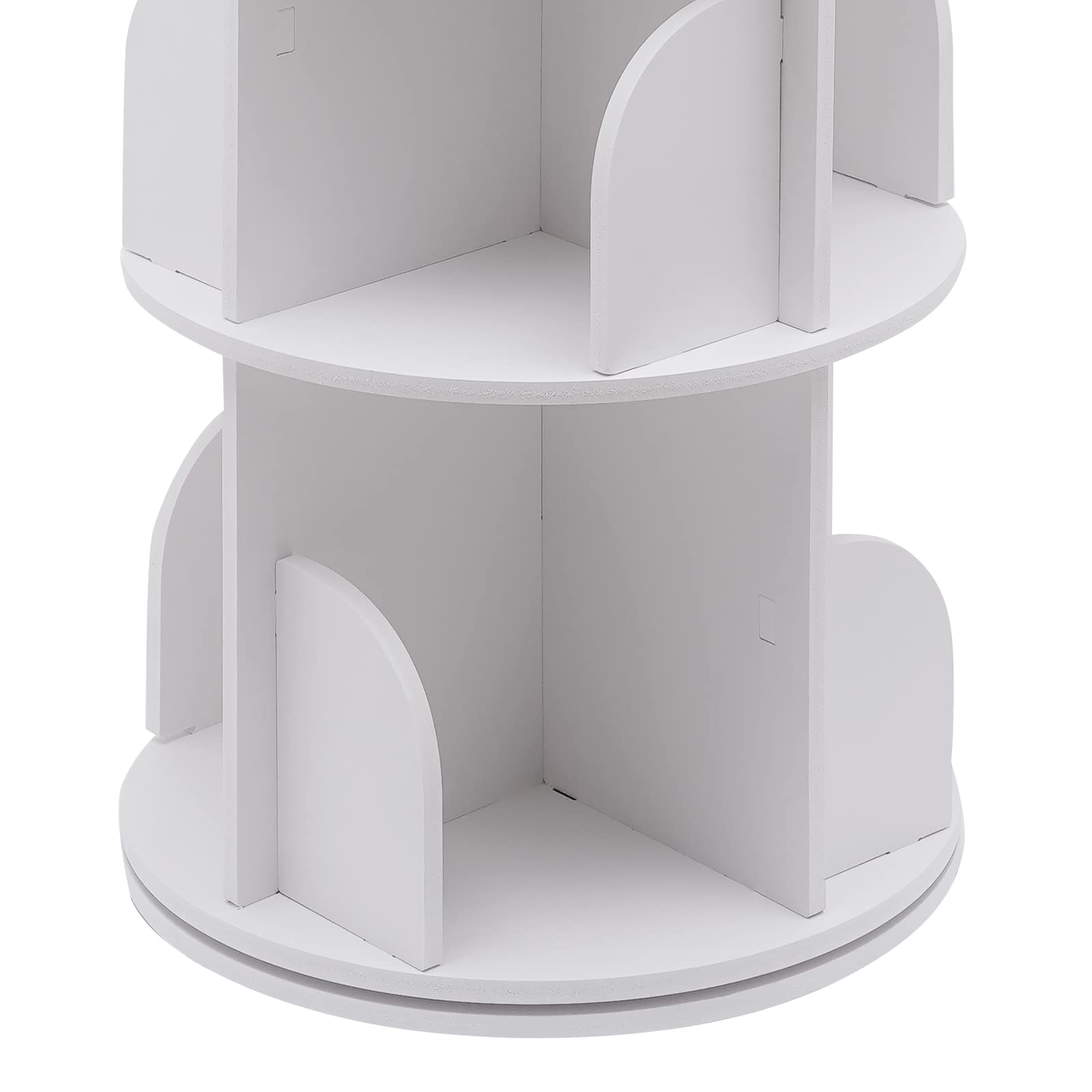 5-Tier 360° Rotating Corner Bookshelf by HAPPCUCOE - Contemporary White Floor Standing Organizer for Home and Office - WoodArtSupply