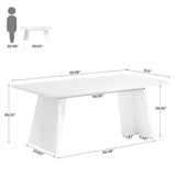 Tribesigns White Executive Desk, 63" Large Office Computer Conference Meeting Table with Wooden Robust Pedestal, Simple Modern Workstation Business Furniture for Home Office Tribesigns