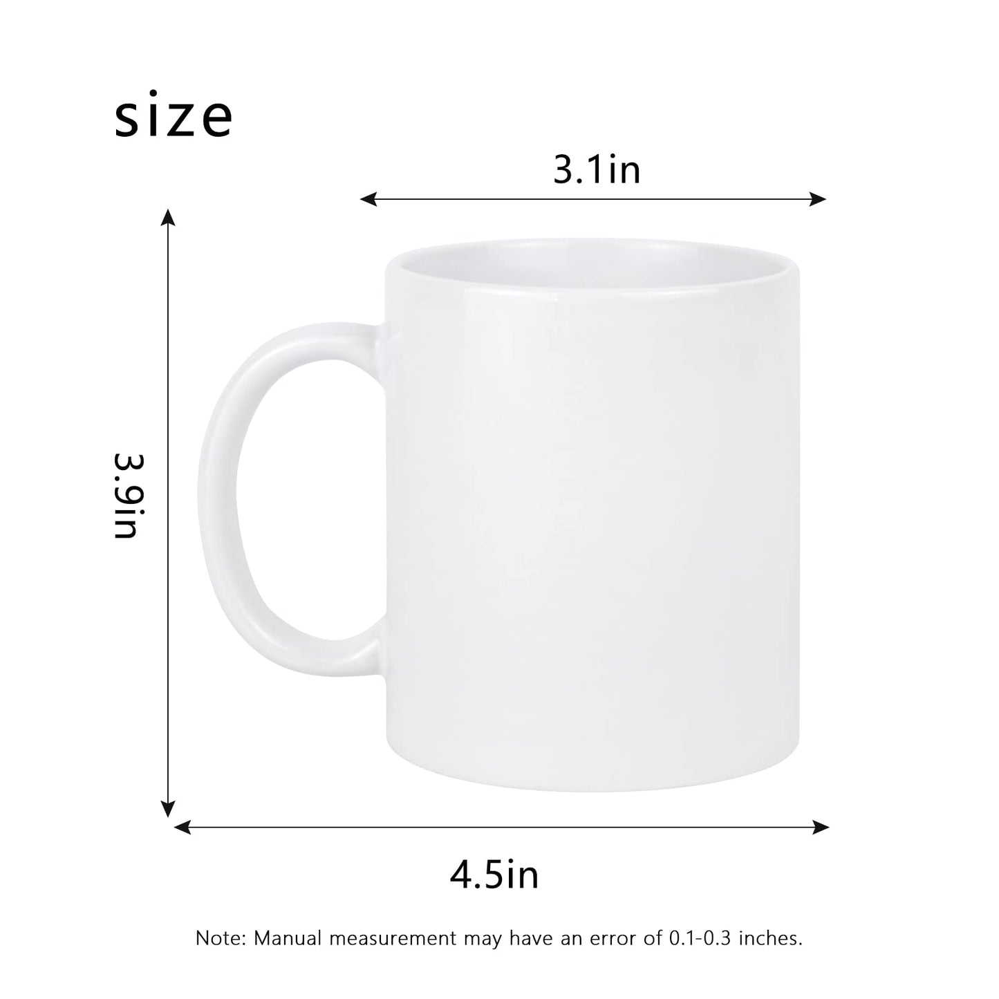 MAIKESUB Sublimation Blank Ceramic Coffee Mugs Set of 6 Pcs White Mugs 11 oz Porcelain Espresso Cups Sublimation Mugs Blank DIY for Coffee Soup Tea Milk Latte Hot Cocoa etc