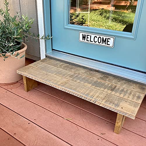 Classic Amish Reclaimed Wood Deck/Spa Step, Patio Door Platform, Indoor/Outdoor Stair/Step Stool. Natural, Rustic, Heavy Duty, Wide, Versatile. Handmade in USA. 36 x 14 x 7”. Forest-to-Table