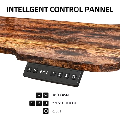 Acrolix 59 Inch L Shaped Standing Desk with Shelves and Keyboard, Electric Corner Standing Desk Adjustable Height, Sit Stand Computer Table with Reversiable Splice Board，Rustic Brown Acrolix
