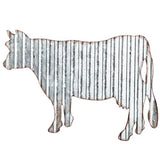 Everydecor Cow Galvanized Metal Wall Art Decor - Corrugated Rustic Metal Hanging Sign Farm Animals Cow Silhouette Kitchen Fence Decor Everydecor