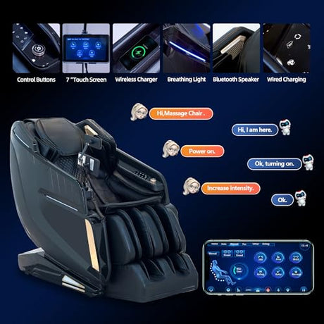 4D Massage Chair Full Body Zero Gravity SL-Track Real Relax Massage Chair Recliner-Shiatsu,Heat,Calf-Extension,20-Massage Technique,Thai Yoga Stretch,Foot Roller,AI Voice,Touch Screen,Wireless Charge Vosaky