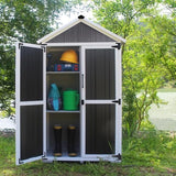 Outdoor Storage shed Small Storage shed with Floor Wooden Frame Lockable Metal Door Adjustable Shelves Cabinets Waterproof Large Capacity Storage Tool Cabinet Box for Backyard Garden Patio Lawn Agitree