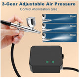 Airbrush Kit with Compressor - High-Pressure Portable Air Brush with 0.2/0.3/0.5mm Nozzle, Non-Clogging Spray Gun with Cleaning Brush for Painting Model Barber Cake MADETEC