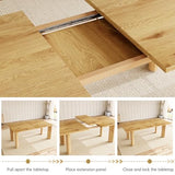 HIPIHOM Extendable Dining Table for 6-8 People, 63 to 78.7 Inch Rectangular MDF Table, Farmhouse Rustic Style, Space-Saving Design for Dining Room, Kitchen, Meeting HIPIHOM