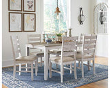 Signature Design by Ashley Skempton Cottage Dining Room Table Set with 6 Upholstered Chairs, Whitewash, 36"W x 60"D x 30"H Signature Design by Ashley