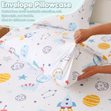 CIMVI Full Size Sheet Sets Kids Spcace Dinosaur Bed Sheets for Boys 15-Inch Deep Pocket Fitted Sheet Soft Breathable Microfiber Bedding Sets with Pillowcases 4 Pieces CIMVI