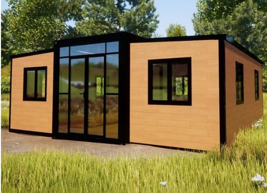 Zolyndo Portable Prefabricated Tiny Home 19x20ft, Mobile Expandable Plastic Prefab House for Hotel, Booth, Office, Guard House, Shop, Villa, Ware house, Workshop (with Restroom)