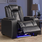 EBELLO Power Home Theater Seating, Electric Gaming Recliner Chair with Adjustable Headrest, Faux Leather Movie Reclining Chairs with Cup Holders LED Lights,USB Port,Hidden Arm Storage, Black