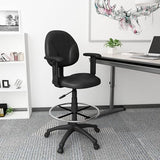 Boss Office Products B1691-BK Stand Up Fabric Drafting Stool with Adjustable Arms in Black Boss Office Products