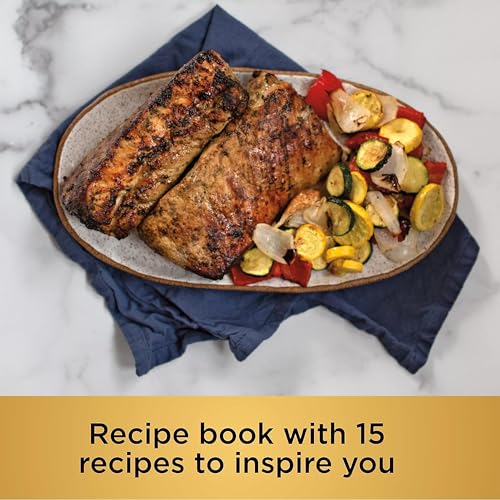 Ninja Indoor Grill, Foodi Smart XL 6-in-1 Indoor Grill with Air Fry, Roast, Bake, Broil & Dehydrate, Smart Thermometer, Black/Silver, FG551 Ninja