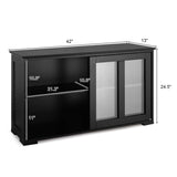 Giantex, Wood Credenza with Sliding Doors, Storage Cabinet with Adjustable Shelf, Modern Console Table, Kitchen Cupboard, Pantry Buffets & Sideboards, Large, Black Giantex